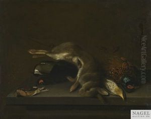 Stilleben Mit Jagdbeute Auf Einer Marmorkonsole by Louis (Lewis) Hubner