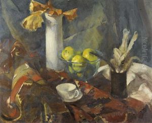 Stillleben Mit Obstschale Und Tasse