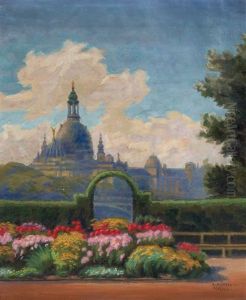 Dresden - Blick Vom Rosengarten Auf Die Frauenkirche by Karl Huebschmann