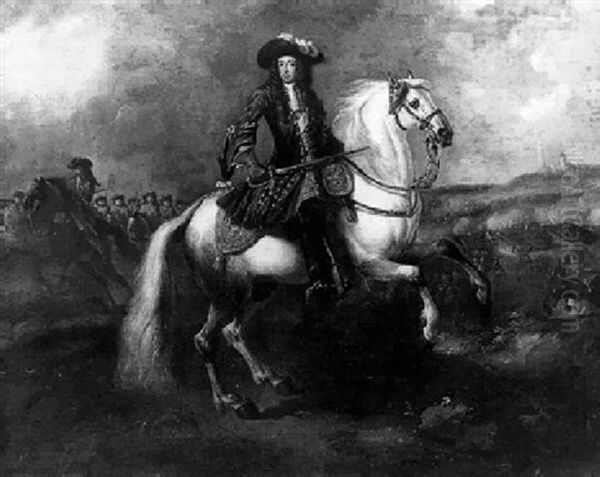 Louis Xiv A Cheval Sur Fond De Champ De Bataille - view 1