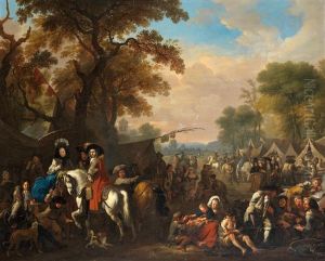 A Military Encampment by or Huchtenburgh, Jan van Huchtenberg