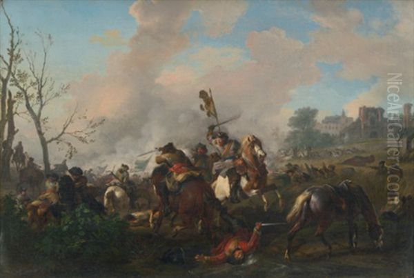 A Cavalry Battle, With A Town Beyond - view 1