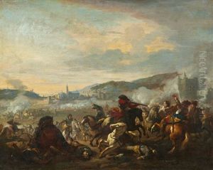A Battle Scene by or Huchtenburgh, Jan van Huchtenberg