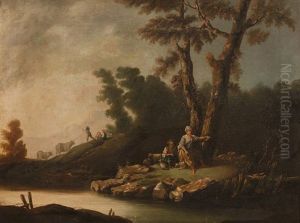Paisagem Com Figuras E Animais by or Huchtenburgh, Jan van Huchtenberg