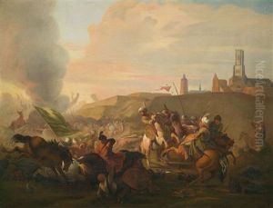 Ein Reitergefecht Zwischen Kaiserlichen Und Osmanischen Soldaten Vor Einer Befestigten Stadt by or Huchtenburgh, Jan van Huchtenberg