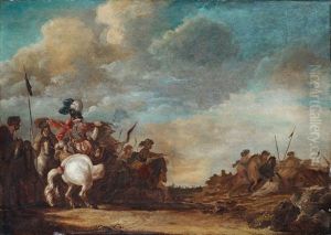 Landscape With Battle Scene by or Huchtenburgh, Jan van Huchtenberg