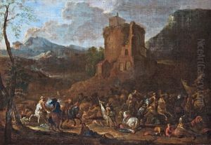 Lovasutkozet by or Huchtenburgh, Jan van Huchtenberg