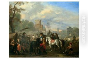 Mercato Di Cavalli by or Huchtenburgh, Jan van Huchtenberg