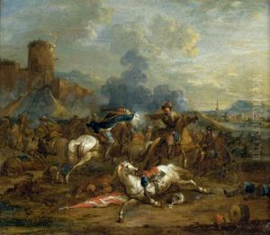 Zwei Reitergefechte Aus Dem Turkenkrieg (2 Works) by or Huchtenburgh, Jan van Huchtenberg