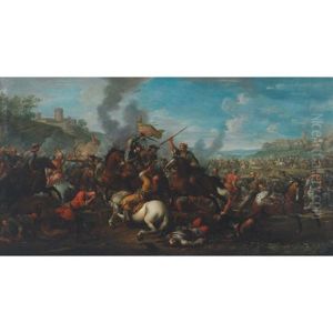 Cavalry Skirmish In An Extensive Landscape (prince Eugene De Savoy's Cavalry Battling The Turks?)