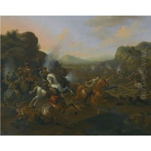 A Cavalry Battle Scene by or Huchtenburgh, Jan van Huchtenberg