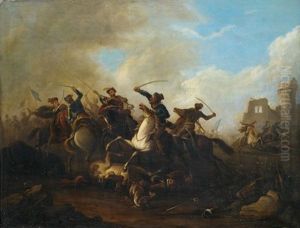 Reitergefecht Im Pulverdampf by or Huchtenburgh, Jan van Huchtenberg