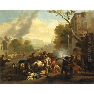 Scena Di Battaglia In Un Villaggio Scena Di Battaglia In Un Villaggio