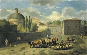 Romische Ansichten (2 Works) by or Huchtenburgh, Jan van Huchtenberg