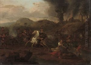 A Skirmish Between Cavalry And Infantry