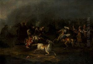 Reitergefecht by or Huchtenburgh, Jan van Huchtenberg