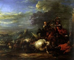 Cavalry Skirmish by or Huchtenburgh, Jan van Huchtenberg