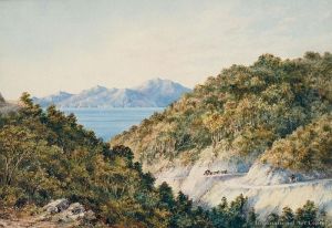 Cobb & Co Royal Mail Stage Coach,paekakariki Hill Towards Mana Island, Wellington by Charles Decimus Barraud