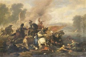 A Battle Scene by or Huchtenburgh, Jan van Huchtenberg