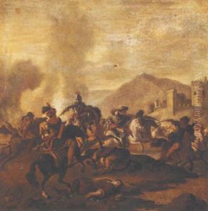 A Cavalry Engagement, Between Turks And Christians, Before A Fortified Town