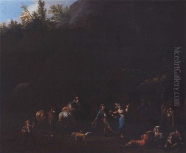 A Merry Company Dancing Before A Tavern - view 1