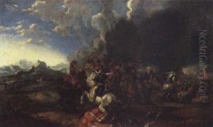 Battaglia Tra Cavalieri Turchi E Cristiani by or Huchtenburgh, Jan van Huchtenberg