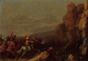 Veldslag by or Huchtenburgh, Jan van Huchtenberg