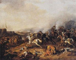 A Cavalry Battle Between Turks And Christians, (the Battle At Vienna Of 1683?) by or Huchtenburgh, Jan van Huchtenberg
