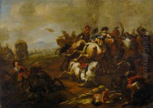 A Cavalry Battle Between Christians And Turks by or Huchtenburgh, Jan van Huchtenberg