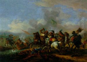 A Cavalry Battle Between Christians And Turks by or Huchtenburgh, Jan van Huchtenberg