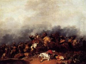 Battle Scene, Said To Be The Battle At Peterswardien by or Huchtenburgh, Jan van Huchtenberg