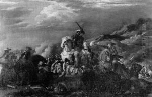 Die Reiterschlacht by or Huchtenburgh, Jan van Huchtenberg