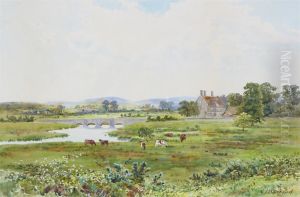 Cattle In A Meadow By A River Near Wool In Dorset by Francis Barraud