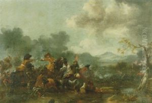 Ryttarbatalj by or Huchtenburgh, Jan van Huchtenberg