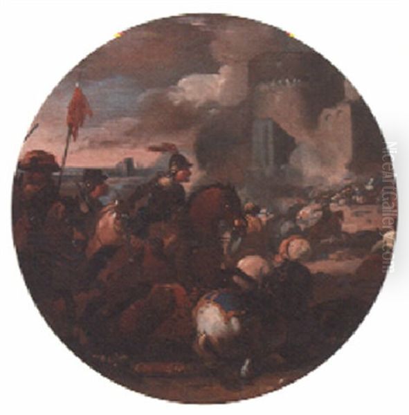 A Cavalry Battle Near A Castle - view 1