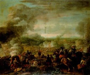 A Cavalry Battle In A Valley by or Huchtenburgh, Jan van Huchtenberg