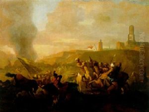 Reitergefecht Zwischen Kaiserlichen Und Turken Vor Einer Befestigen Stadt by or Huchtenburgh, Jan van Huchtenberg