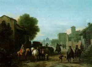Italianate Landscape With Travellers In A Square