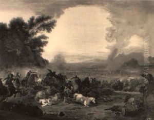 A Cavalry Engagement by or Huchtenburgh, Jan van Huchtenberg