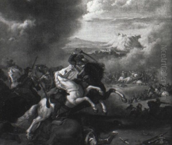 Military Battle With Extensive Landscape In The Distance - view 1