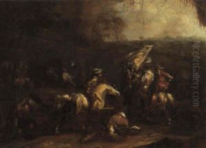 Cavalry Engagement by or Huchtenburgh, Jan van Huchtenberg