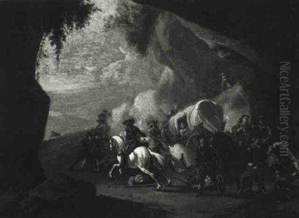 Bandits Attacking A Caravan - view 1