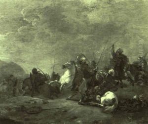 Reitergefecht by or Huchtenburgh, Jan van Huchtenberg