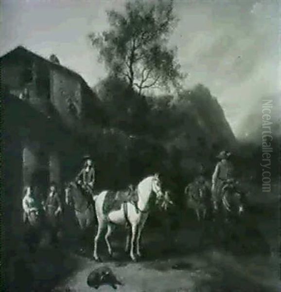 Southern Landscape With Travellers Resting Beside An Inn - view 1