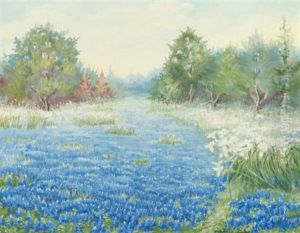 Field Of Bluebonnets by Nannie Zenobia Huddle