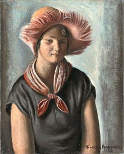 Jeune Fille Avec Foulard by Francois Emile Barraud