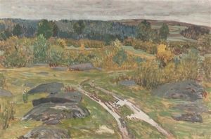 Fruhlingslandschaft Mit Den Ersten Blumen by Antonin Hudecek