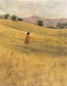 Woman In A Meadow (+ Young Woman In A Field, Smaller; 2 Works) by Grace Carpenter Hudson