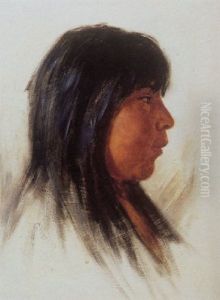 A Profile Portrait Of A Pomo Indian Woman by Grace Carpenter Hudson