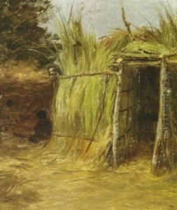 Indian By A Hut